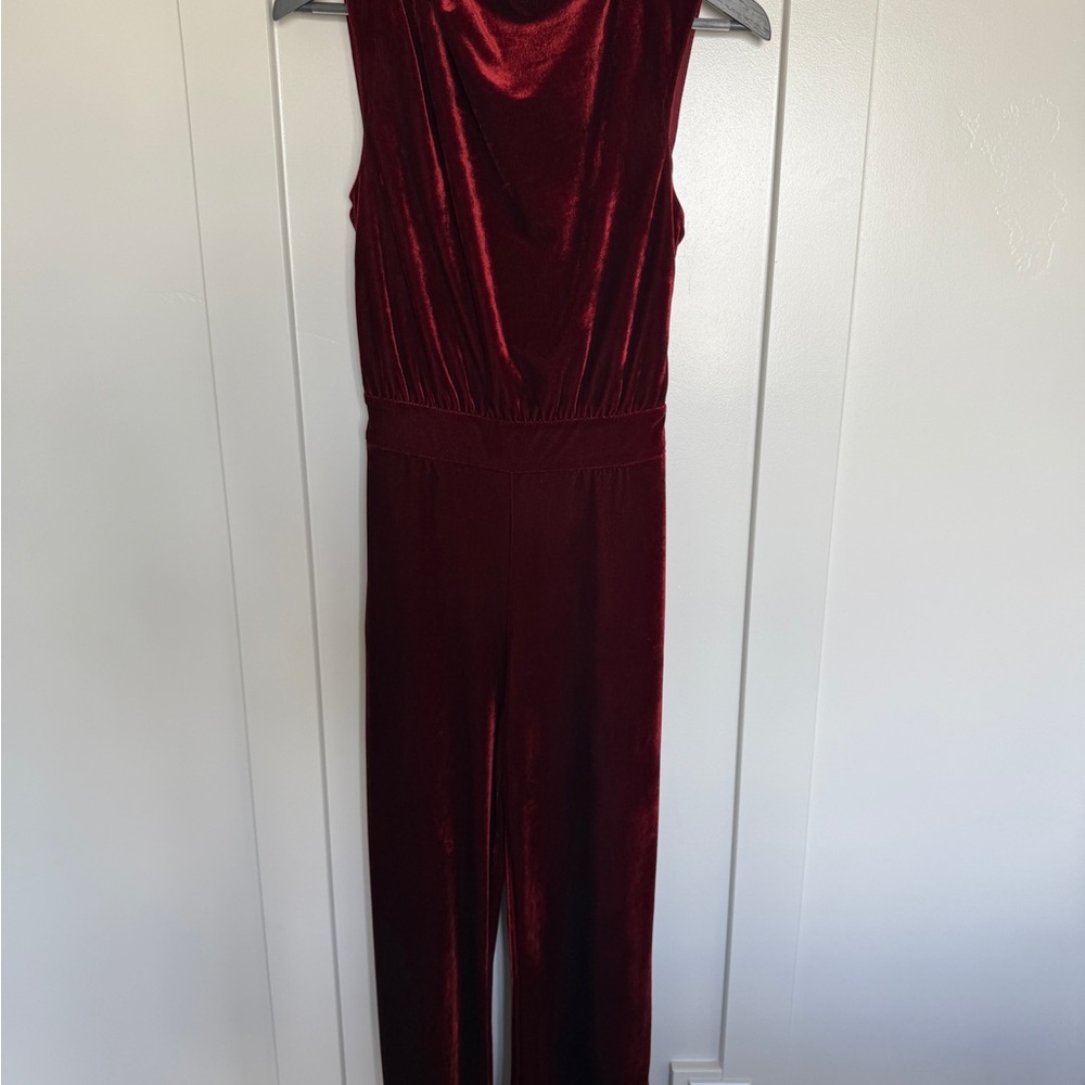 Elegant Burgundy Velvet Jumpsuit